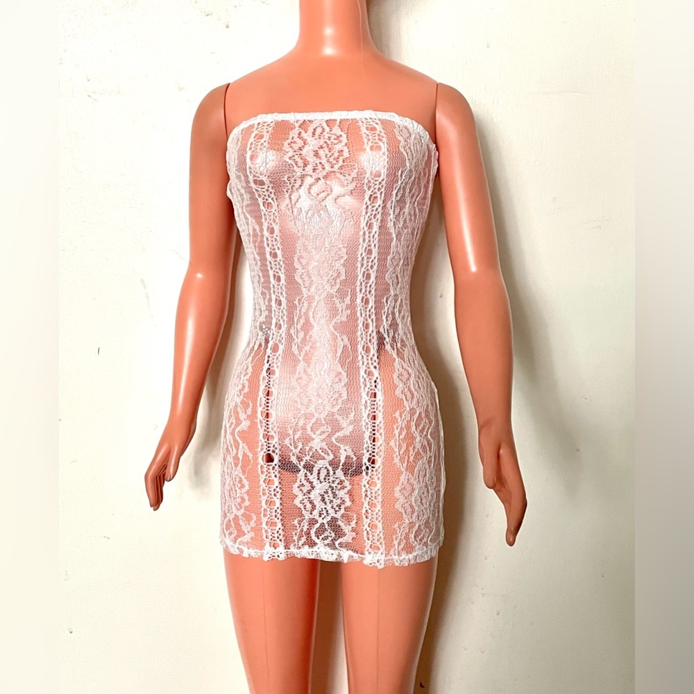 Off White Sheer Lace Short Length Night Dress for My Size Barbie Doll 36". New